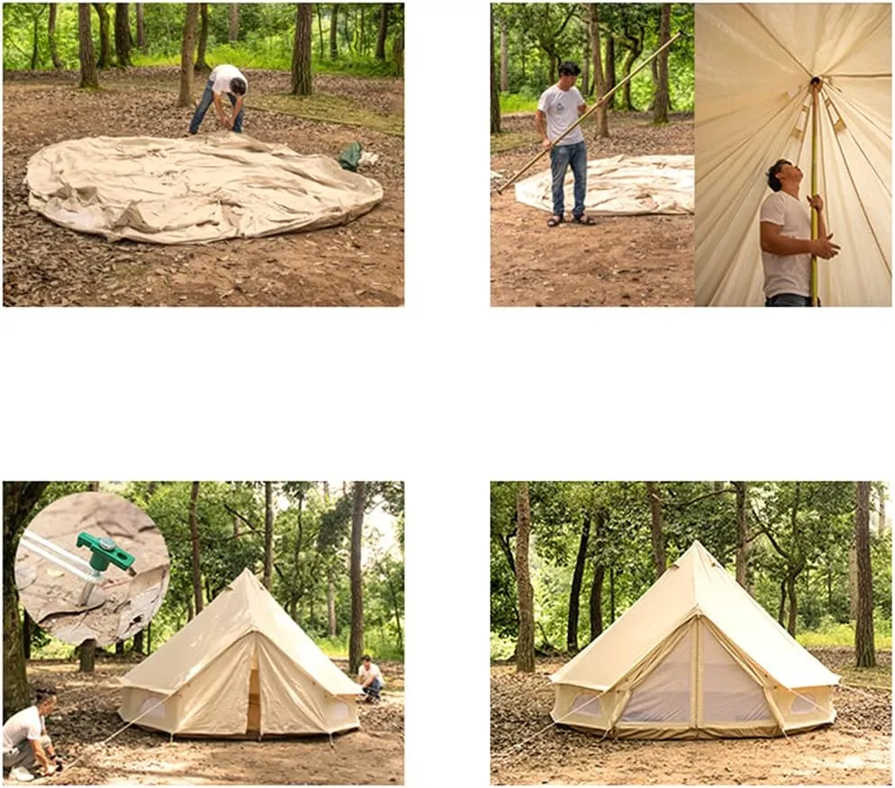 Pyramid Tent Yurt Tent Outdoor Family Camping Waterproof Bell Tent with Stove Hole Camping Pyramid Tipi Tent in Groundsheet, Camping, Glamping, Festival, Luxury Teepee