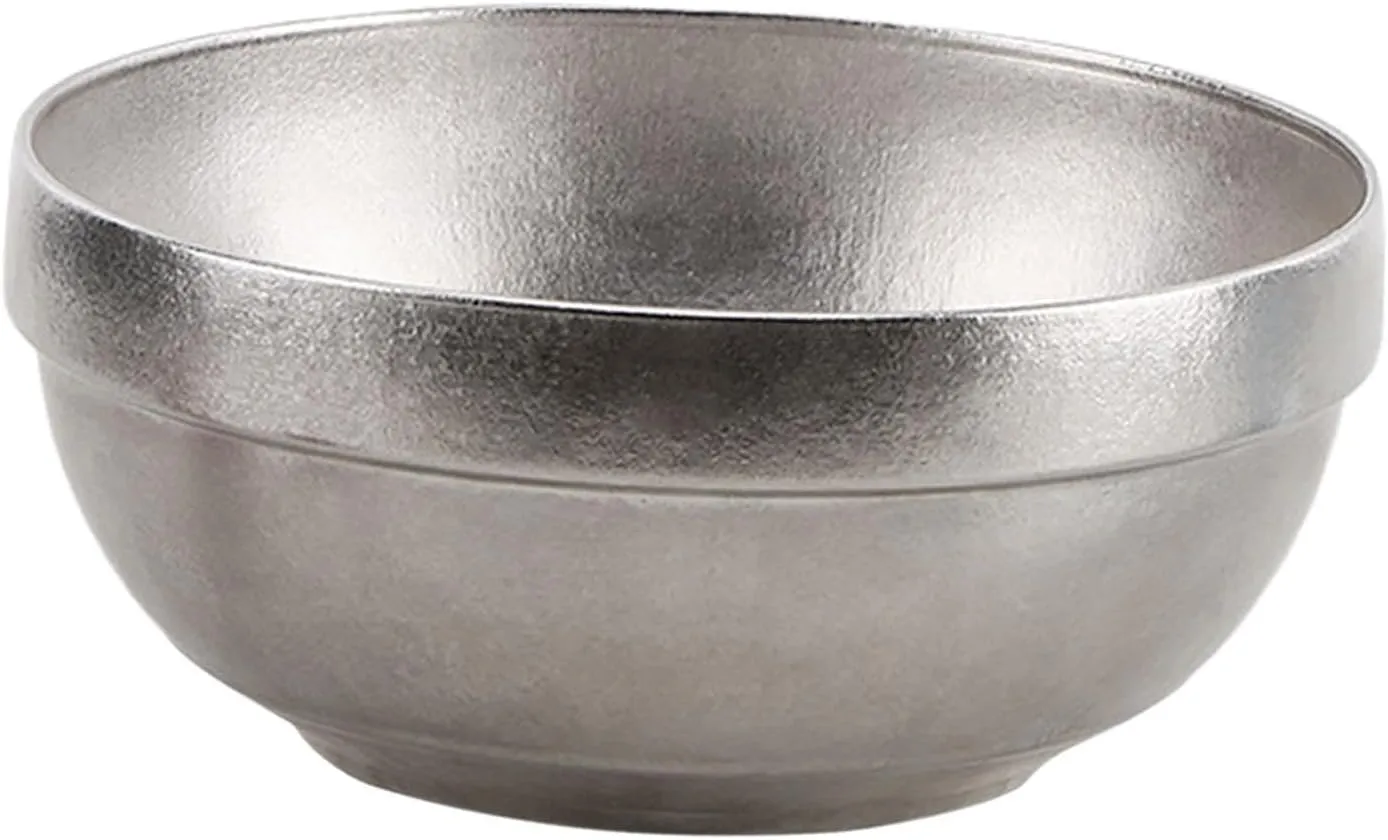 Qianly Titanium Bowl,Double Walled Metal Bowl,for Kids,Multipurpose,Food Bowl,Cookware,Tableware Rice Bowl Snacks Bowl for Hiking, Silver