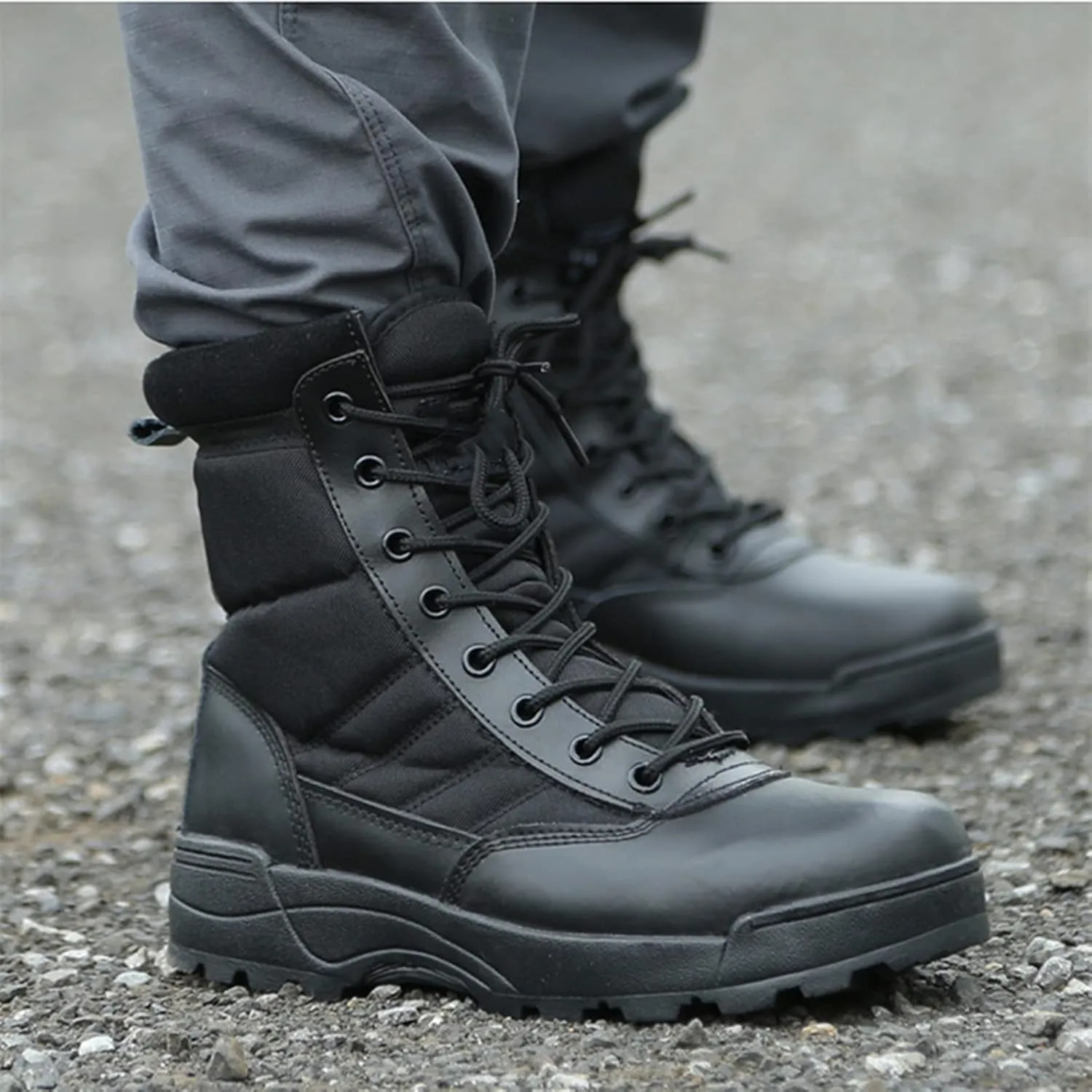 QMFUR Men’s Military Boots Outdoor Hiking Work Boot Tactical Durable Combat Boot Army Shoes