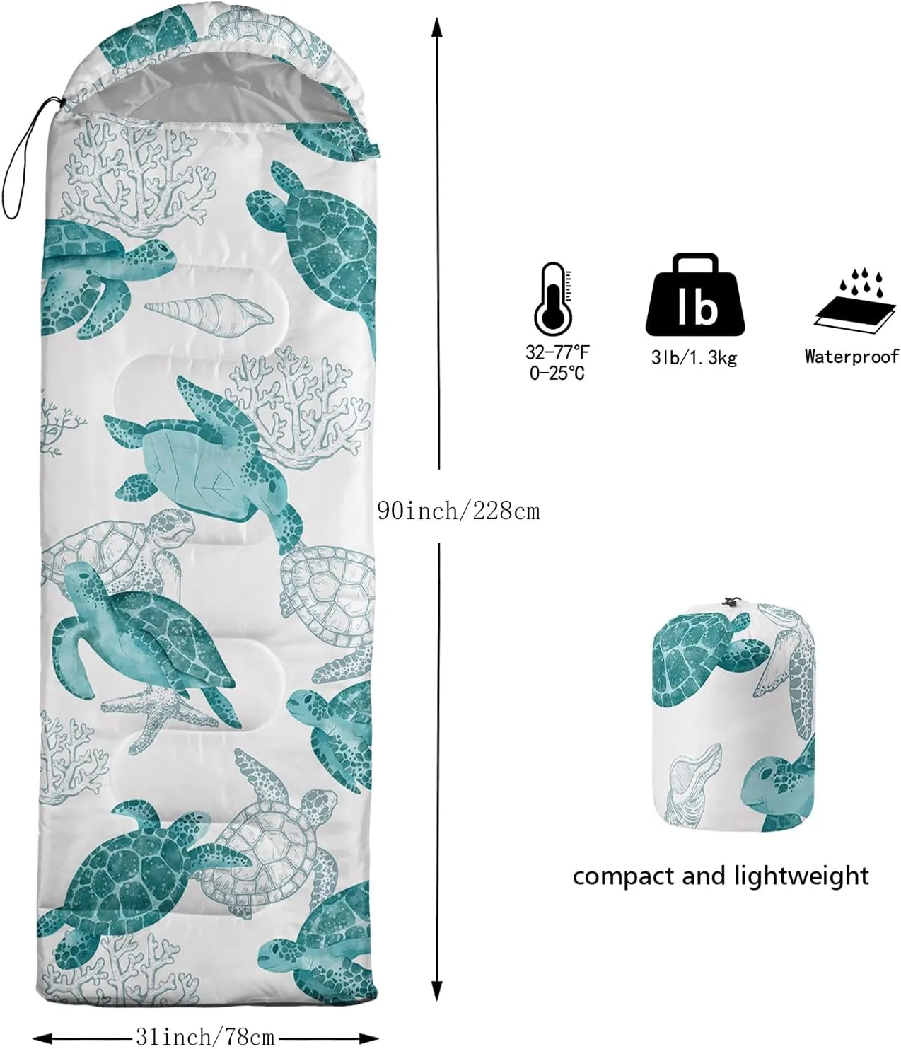 QOOMO Camping Sleeping Bags,3 Season Warm & Cool Weather,Lightweight,Waterproof Sleeping Bags for Adults & Kids,Traveling,and Outdoors,Camping Gear Equipment
