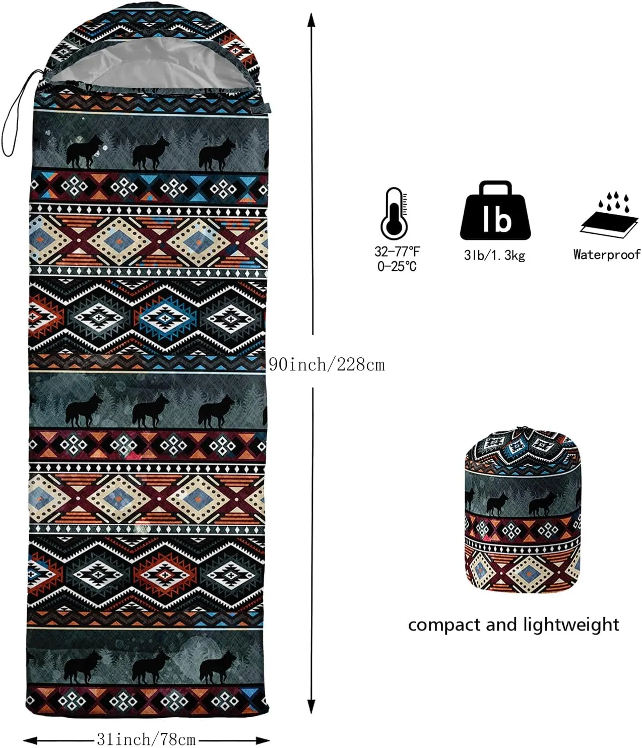 QOOMO Camping Sleeping Bags,3 Season Warm & Cool Weather,Lightweight,Waterproof Sleeping Bags for Adults & Kids,Traveling,and Outdoors,Camping Gear Equipment