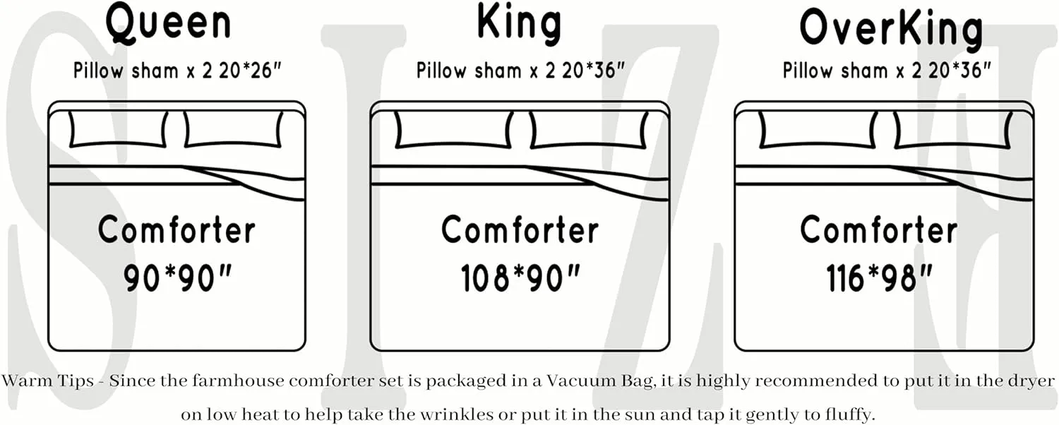 Queen Comforter Set - Black Boho Shabby Chic Bedding for Bedroom - Fluffy 3 Piece Ruffle Comforter Set with Pillow