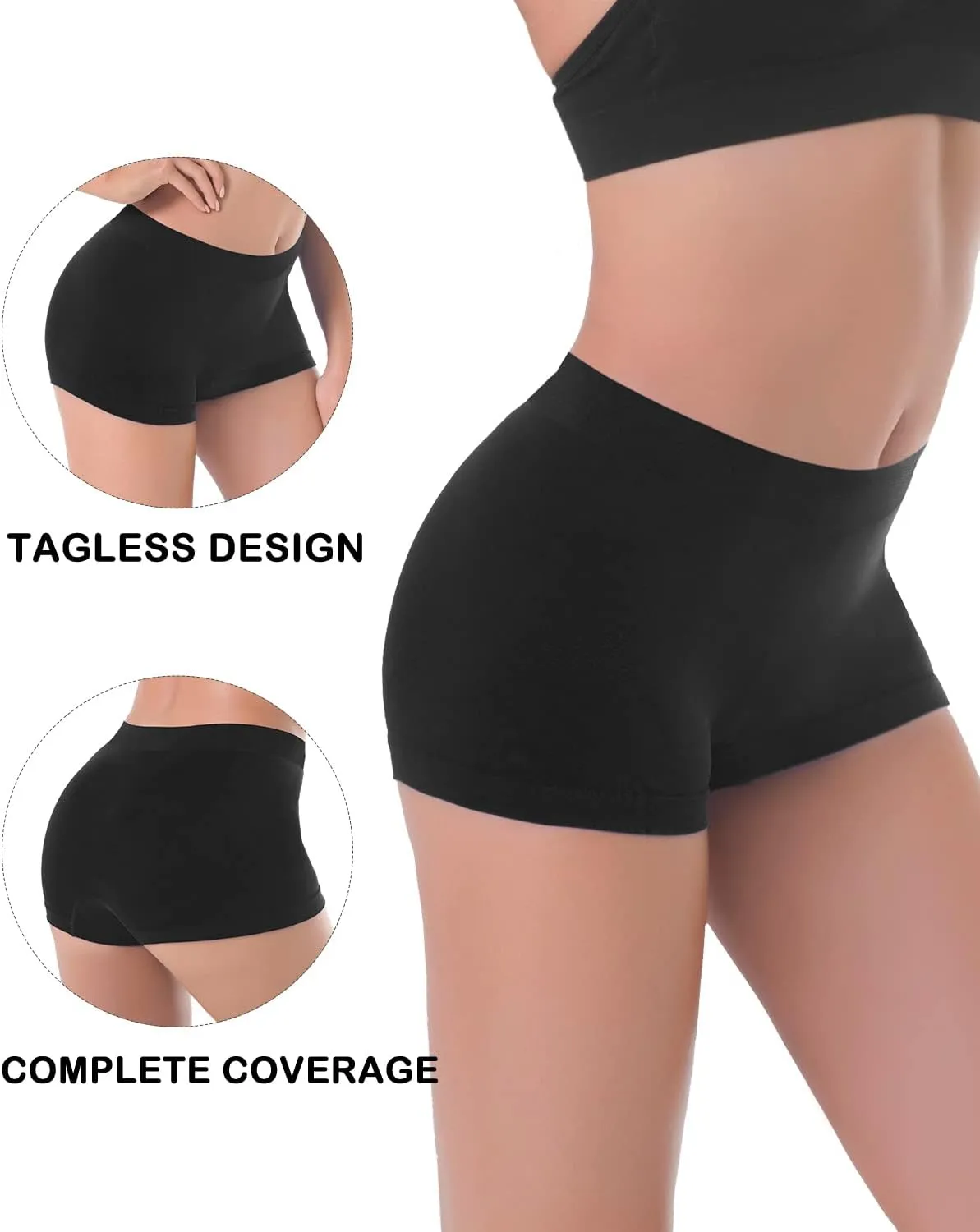 R RUXIA Women's Boyshort Panties Seamless Nylon Underwear Stretch Boxer Briefs 5 Pack