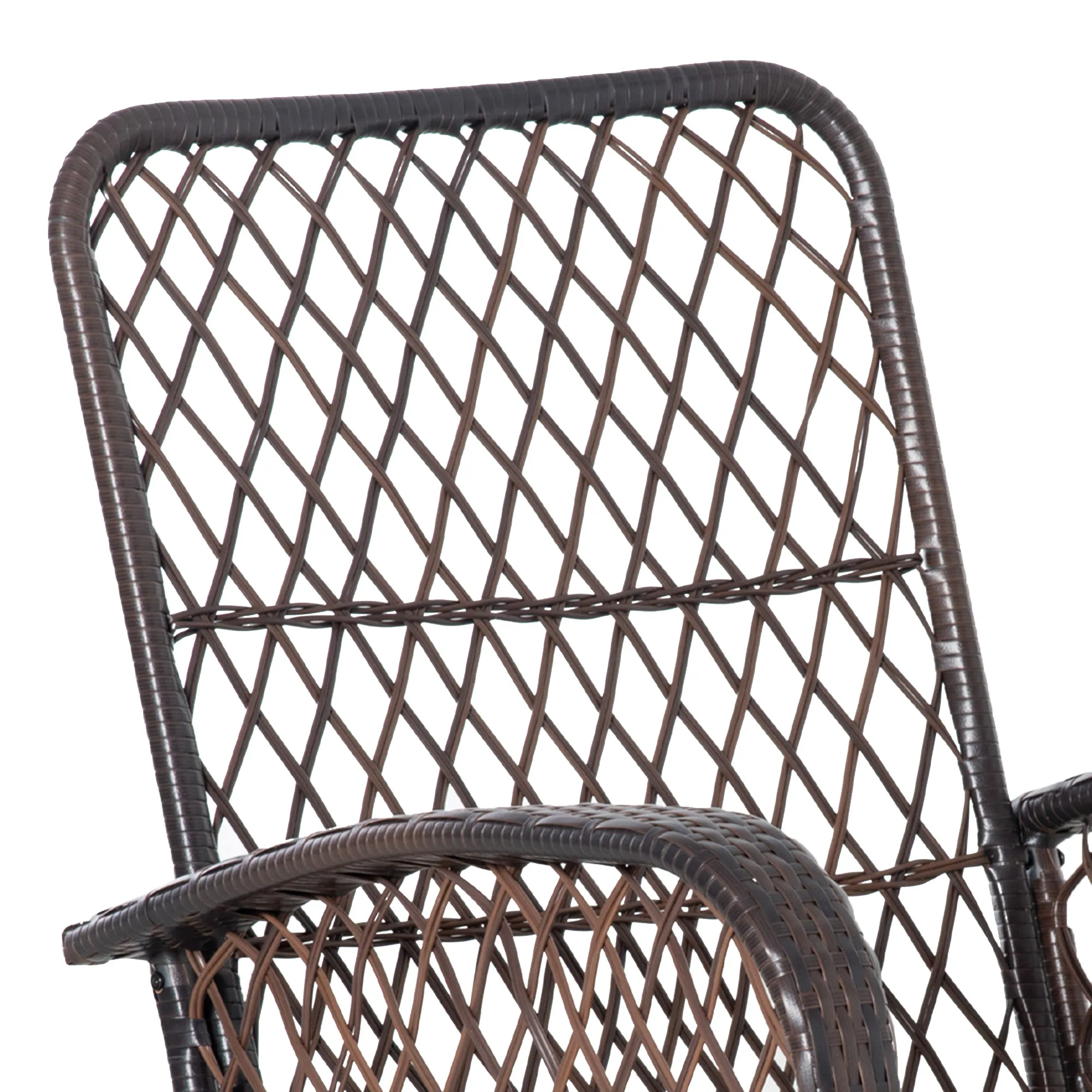 Rattan Rocking Chair with Thickened Cushion, Outdoor Rocker for Patio, Garden, Backyard, Gray