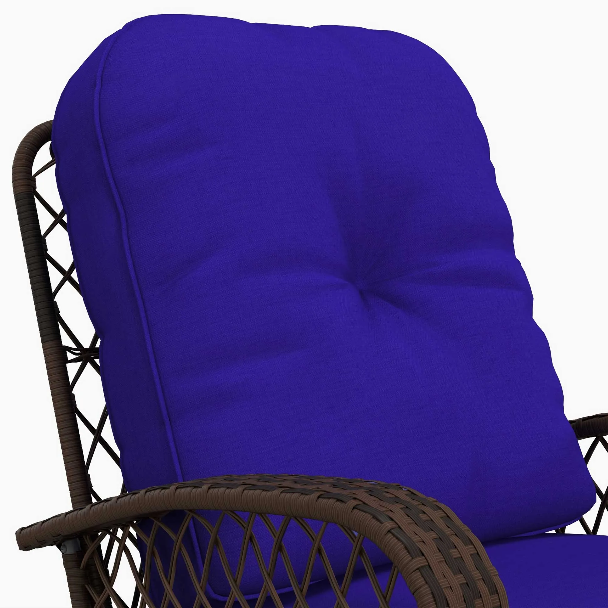 Rattan Rocking Chair with Thickened Cushion, Outdoor Rocker for Patio, Garden, Dark Blue