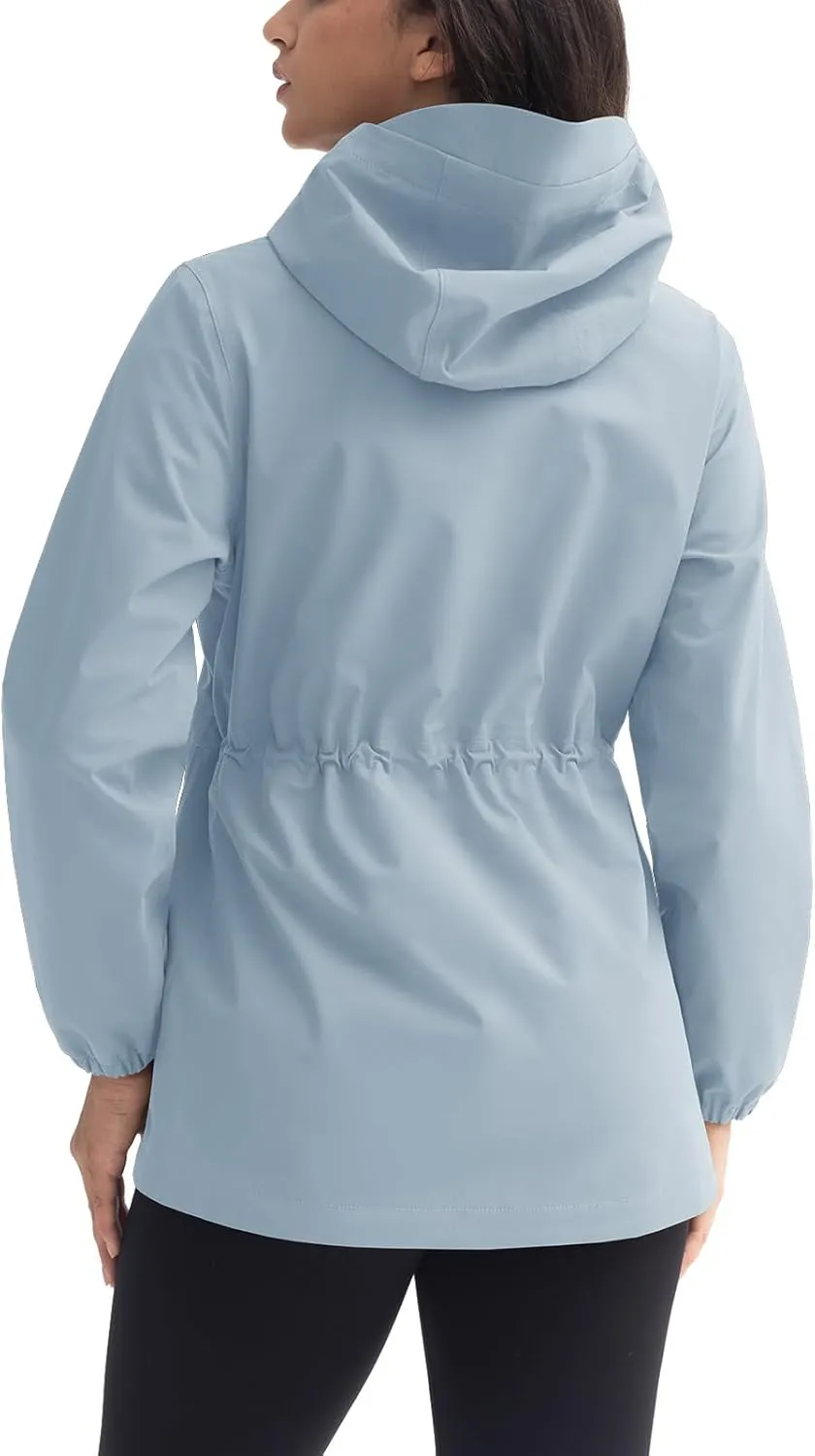 Rdruko Women's Cycling Rain Jacket Waterproof Lightweight Packable Raincoat with Hood Windbreaker for Outdoor Travel Hiking