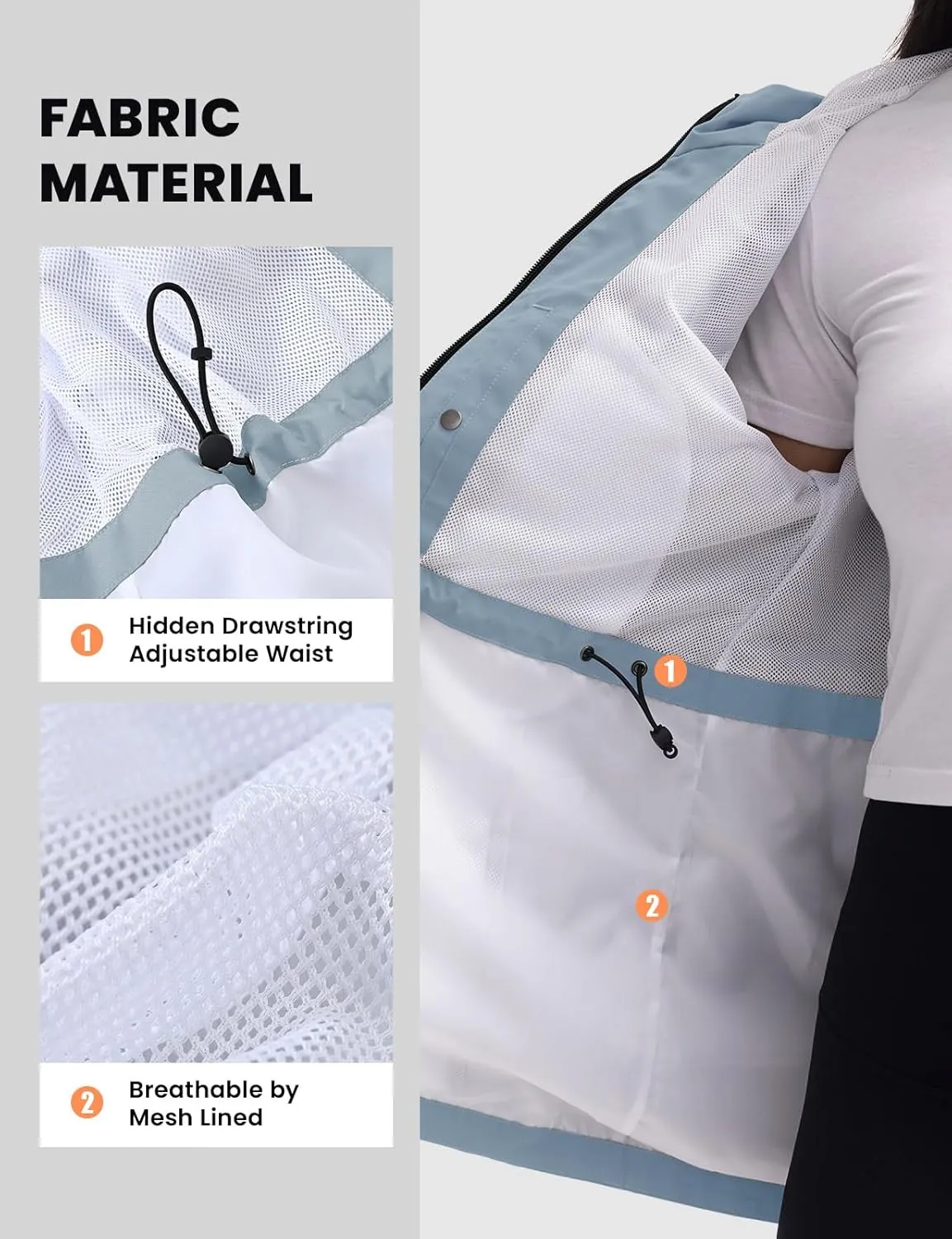 Rdruko Women's Cycling Rain Jacket Waterproof Lightweight Packable Raincoat with Hood Windbreaker for Outdoor Travel Hiking
