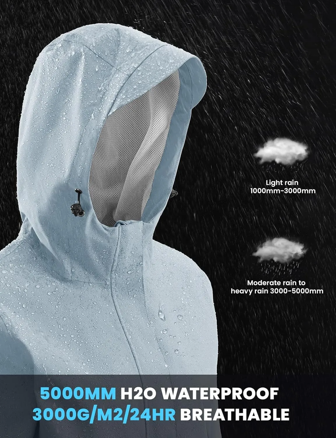 Rdruko Women's Cycling Rain Jacket Waterproof Lightweight Packable Raincoat with Hood Windbreaker for Outdoor Travel Hiking