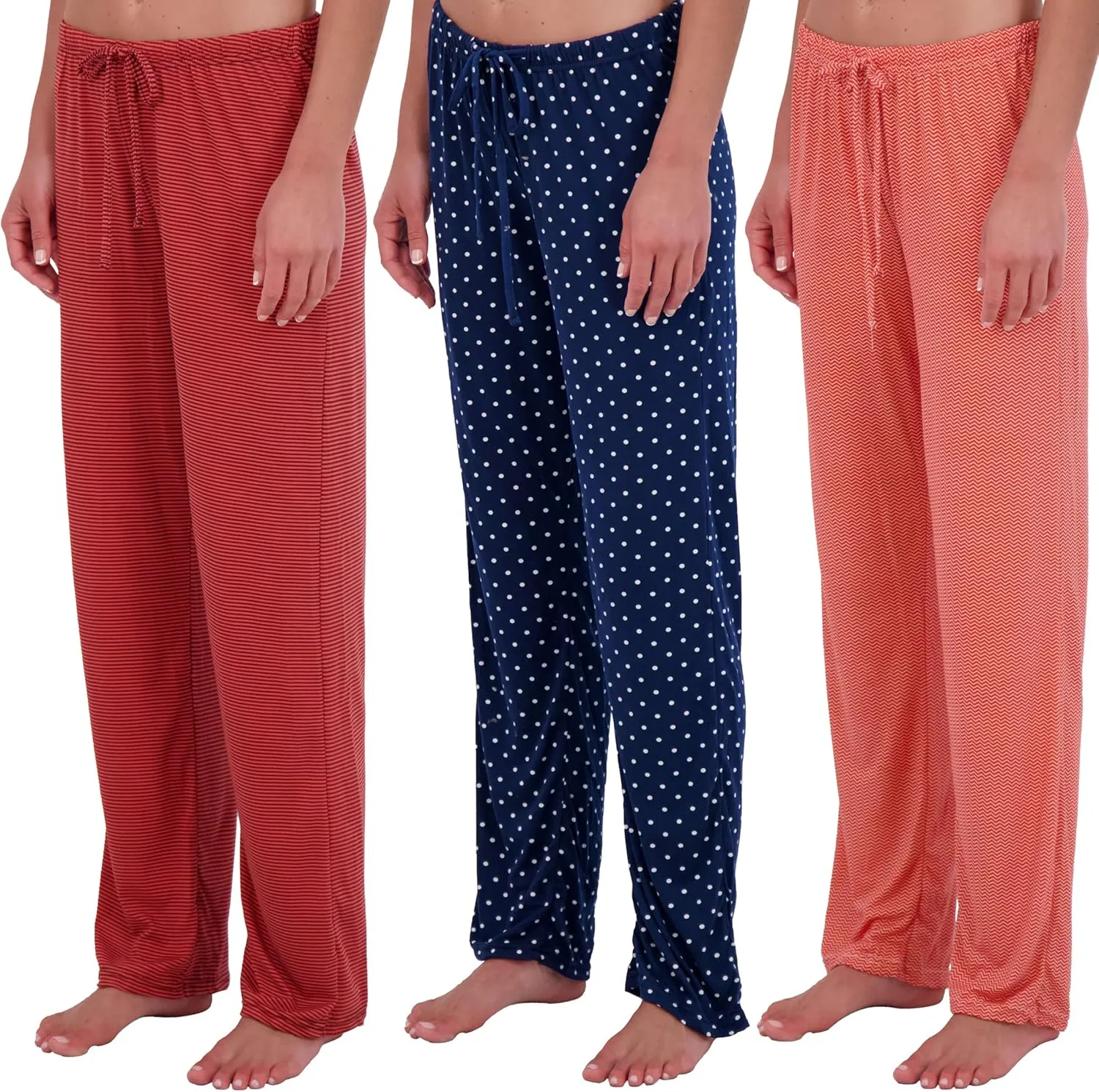 Real Essentials 3 Pack: Women’s Ultra-Soft Comfy Pajama Lounge Pants Sleepwear (Available in Plus Size)
