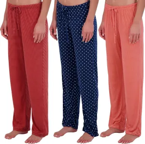 Real Essentials 3 Pack: Women’s Ultra-Soft Comfy Pajama Lounge Pants Sleepwear (Available in Plus Size)