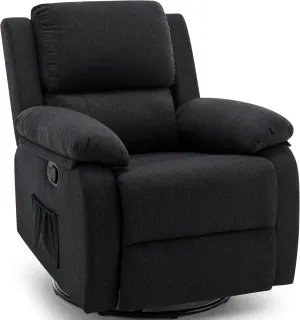 Recliner Chair, 360 Swivel Rocker Chair for Adults, Small Rocking Recliner Chair for Small Spaces, Upholstered Fabric Glider Recliner Nursery with Side Pockets for Living Room, Nursery
