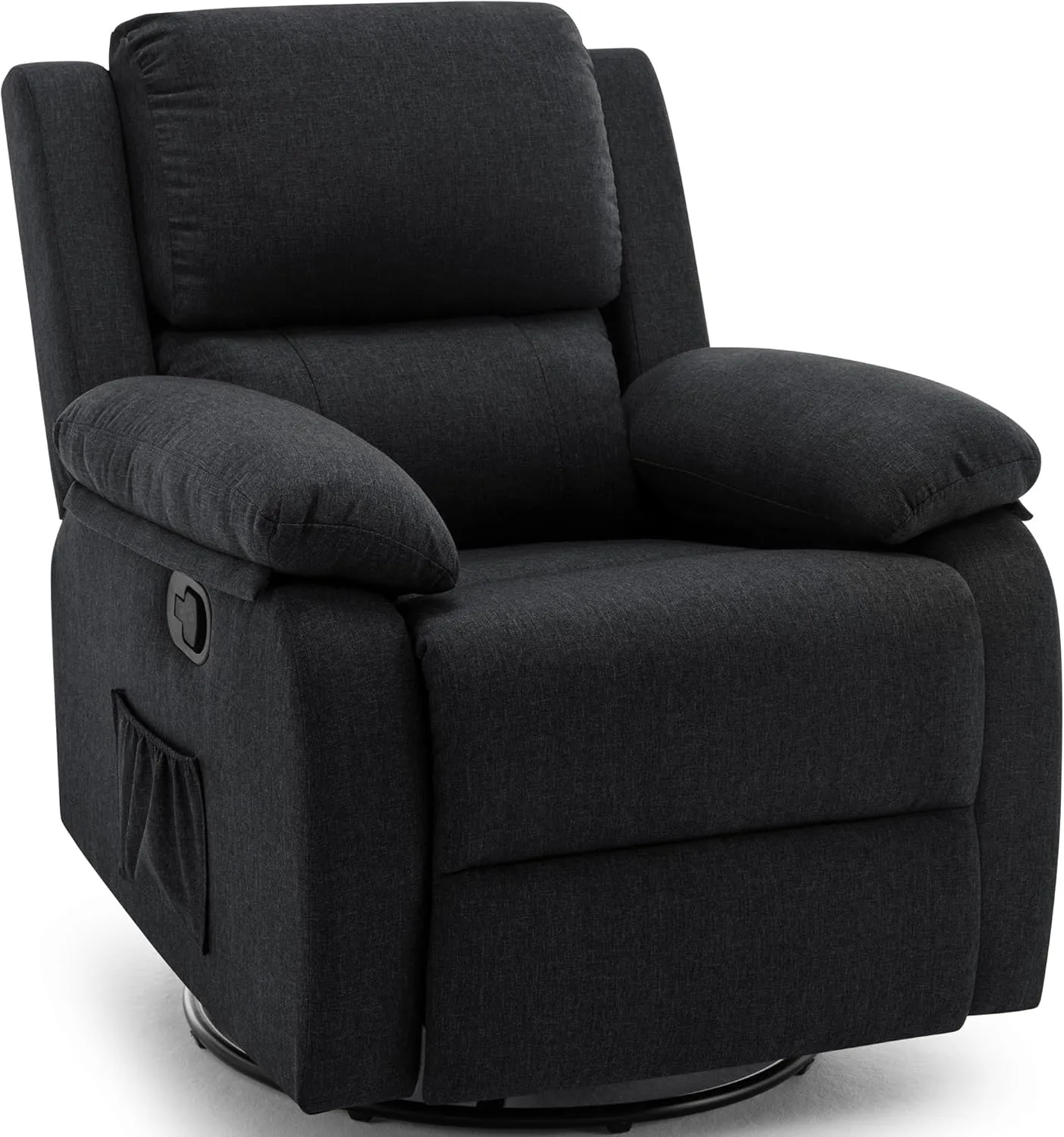 Recliner Chair, 360 Swivel Rocker Chair for Adults, Small Rocking Recliner Chair for Small Spaces, Upholstered Fabric Glider Recliner Nursery with Side Pockets for Living Room, Nursery