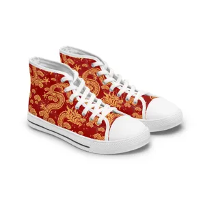 Red Chinese Dragon Women's High Top Sneakers