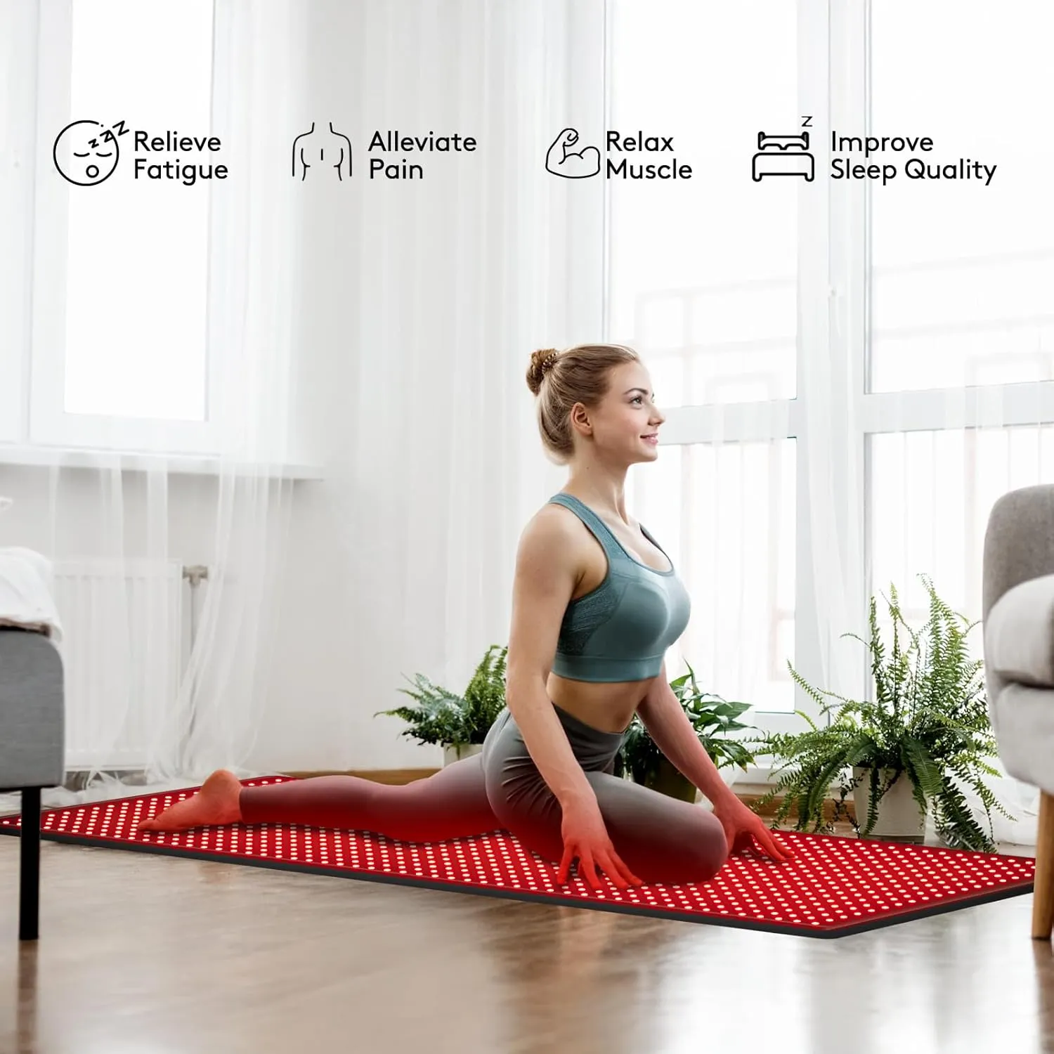 Red Light Therapy Mat for Full Body,1280 LEDs Large Mat,660nm Red Light 850nm Near Infrared Pad for Neck Shoulder Back Knee