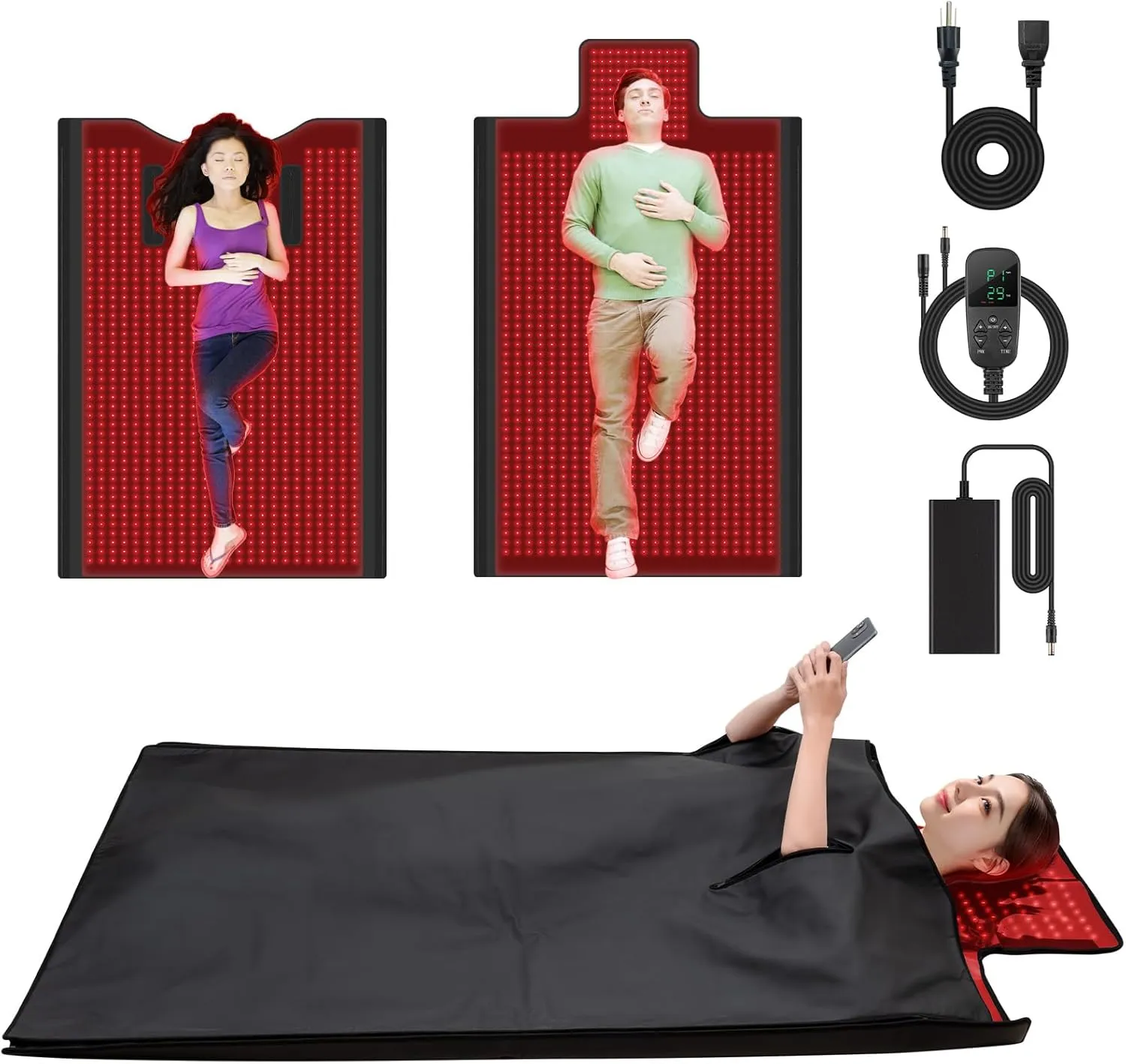 Red Light Therapy Mat Sleeping Bag 850nm Near Infrared Light and 660nm Red Light Therapy Pad Big Size 78.74”x47.24” Red Light Therapy for Body Pain Relief with Smart Controller