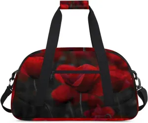 Red Poppy Gym Duffel Bag for Men Women Poppies Sports Tote Bag with Adjustable Shoulder Strap for Dance Gymnastics Traveling Outdoor Camping Overnight Stay