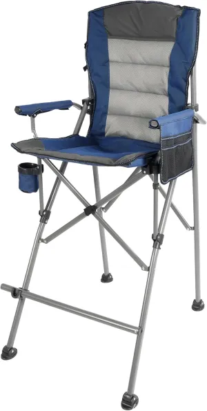 REDCAMP Extra Tall Folding Chairs for Adults, Bar Height Directors Chair Foldable for Camping, Sports with Carry Bag, Makeup Pockets and Footrest,Up to 330 lbs, Blue