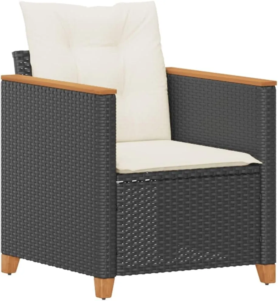Relaxing Chair Camping Chair Dining Chairs Lawn Chairs - Patio Chair with Cushions Black Poly Rattan for Park Campsites Terrace Outside