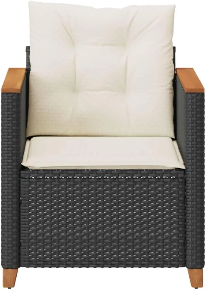 Relaxing Chair Camping Chair Dining Chairs Lawn Chairs - Patio Chair with Cushions Black Poly Rattan for Park Campsites Terrace Outside