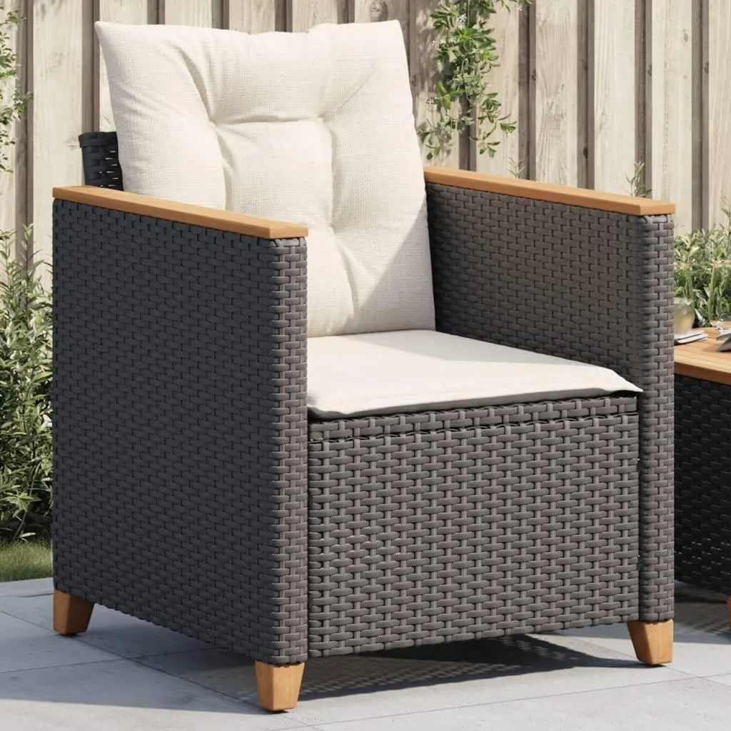 Relaxing Chair Camping Chair Dining Chairs Lawn Chairs - Patio Chair with Cushions Black Poly Rattan for Park Campsites Terrace Outside
