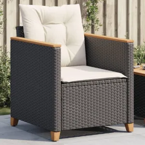 Relaxing Chair Camping Chair Dining Chairs Lawn Chairs - Patio Chair with Cushions Black Poly Rattan for Park Campsites Terrace Outside