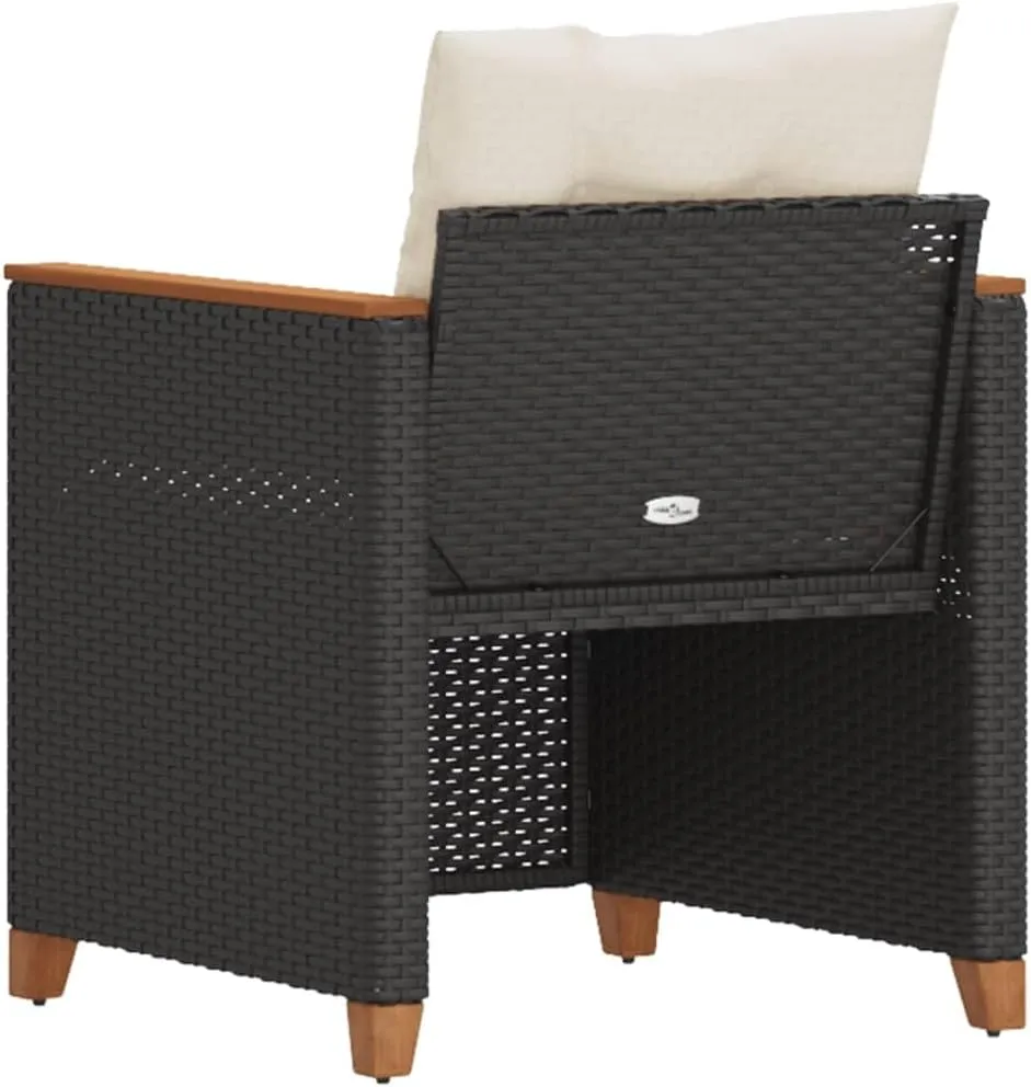 Relaxing Chair Camping Chair Dining Chairs Lawn Chairs - Patio Chair with Cushions Black Poly Rattan for Park Campsites Terrace Outside