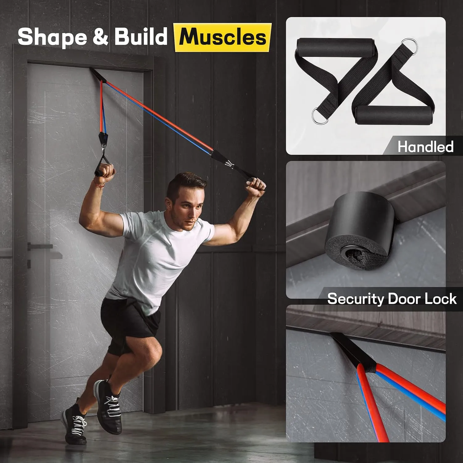 Resistance Bands, Resistance Band Set, Workout Bands, Exercise Bands for Men and Women, Exercise Bands with Door Anchor, Handles, Legs Ankle Straps for Muscle Training, Physical Therapy, Shape Body