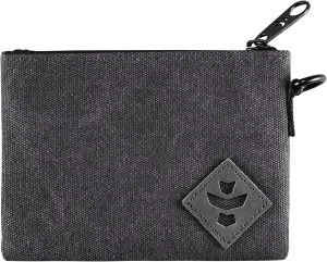 Revelry Mini Broker Small Cosmetic Bag| Stealth Mode Stink Locking Pouch Bag with Carbon Filtration System|Pocket Size Waterproof & Lockable Bag 0.25L 6" x 4.5" (Smoke)