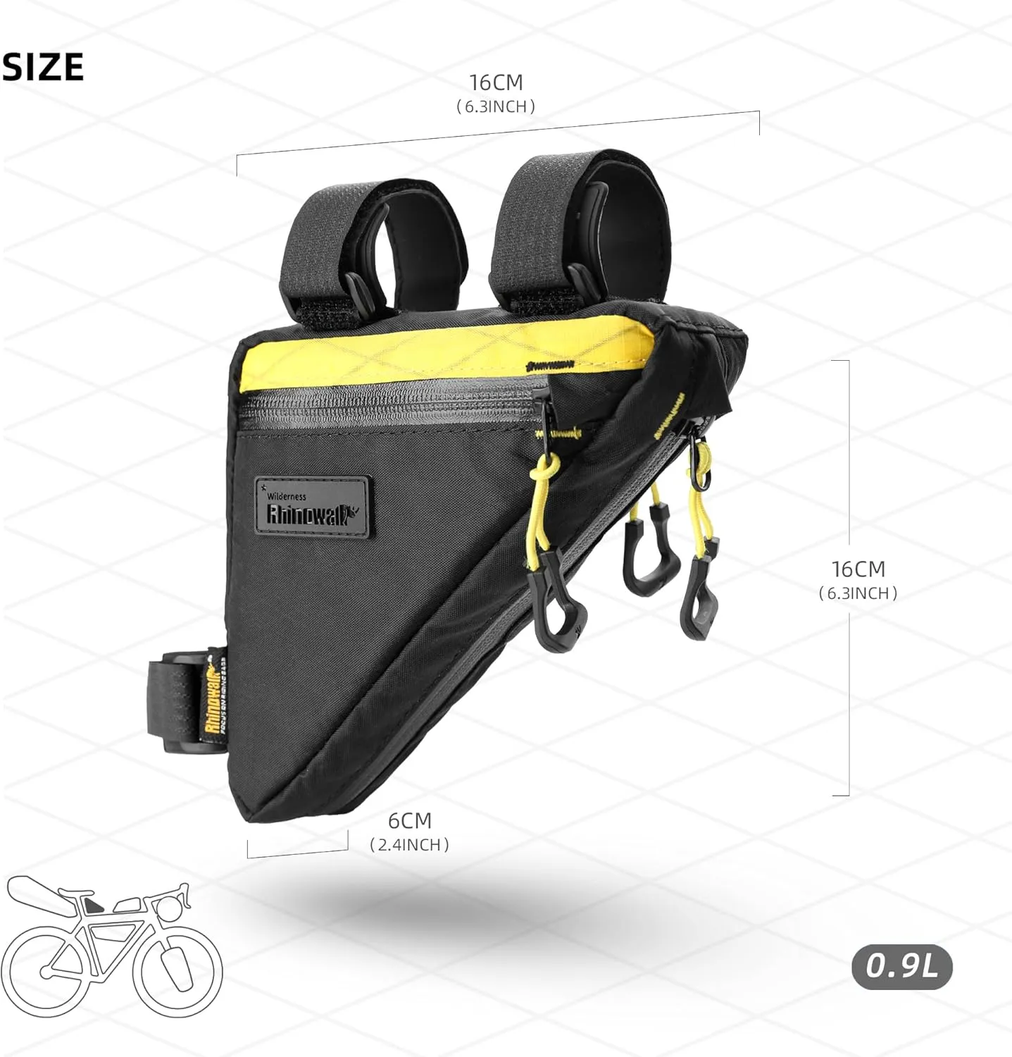 Rhinowalk Bicycle Front Frame Bag Waterproof Bicycle Bag 0.9L Cycling Accessories Nylon Pack Pouch for MTB Road Bike Cycling Commuting and Outdoor Adventures