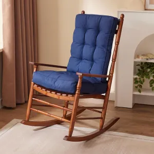 Rocking Chair Cushion Set, Waterproof and Fade-Resistant Patio Chair Cushions, Tufted Chair Pads for Rocker Furniture, Indoor/Outdoor Seat Cushions with Ties, 17x17 Inch, Navy Blue