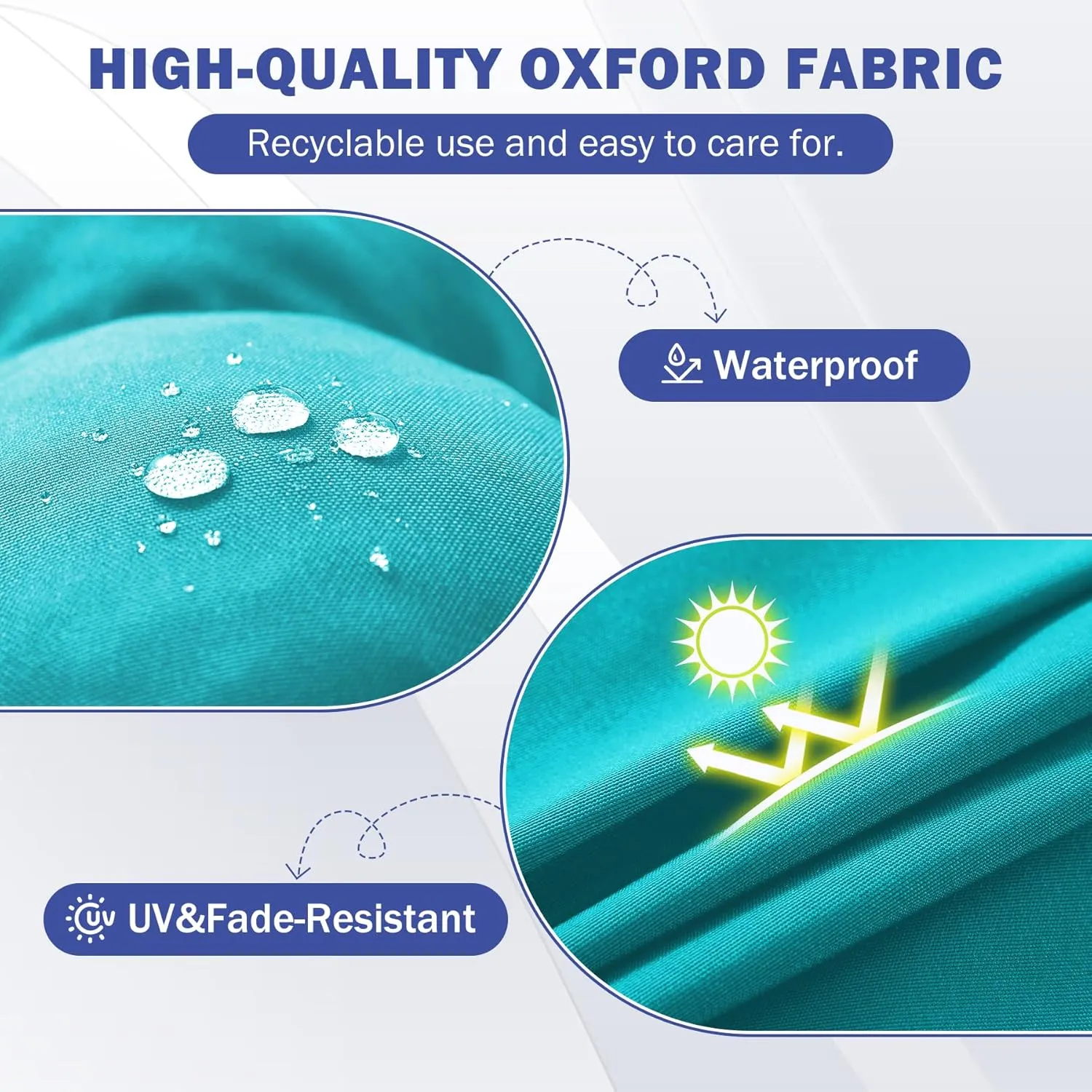 Rocking Chair Cushion Set, Waterproof and Fade-Resistant Patio Chair Cushions, Tufted Chair Pads for Rocker Furniture, Indoor/Outdoor Seat Cushions with Ties, 17x17 Inch, Teal Blue
