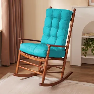 Rocking Chair Cushion Set, Waterproof and Fade-Resistant Patio Chair Cushions, Tufted Chair Pads for Rocker Furniture, Indoor/Outdoor Seat Cushions with Ties, 17x17 Inch, Teal Blue