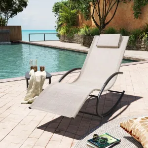 Rocking Outdoor Lounger Chair Chaise Lounge Zero Gravity Rocker - Patio Lounge Chair Rocking Sunlonger for Sunbathing, Napping for Patio, Garden, Living Room