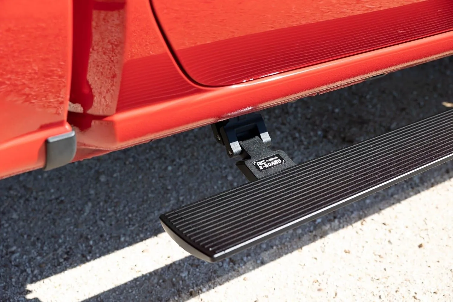 Rough Country Power Running Boards with LED Step Lights for Chevy Silverado & GMC Sierra 1500/2500HD/3500HD (2019-2025) Crew Cab - Electric Powerstep & Retractable Truck Steps