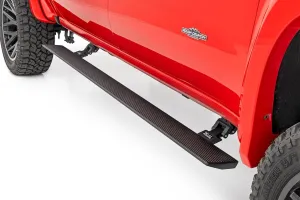 Rough Country Power Running Boards with LED Step Lights for Chevy Silverado & GMC Sierra 1500/2500HD/3500HD (2019-2025) Crew Cab - Electric Powerstep & Retractable Truck Steps