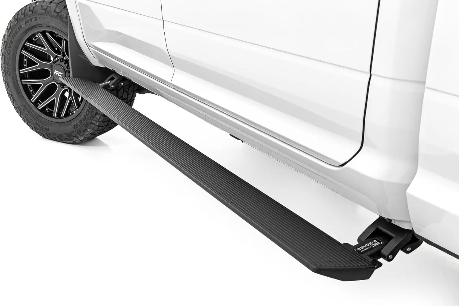 Rough Country Power Running Boards with LED Step Lights for Ram 2500/3500 Quad Cab (2010-2025) - Dual Motor Electric Powerstep Board & Retractable Truck Steps, Set of 2