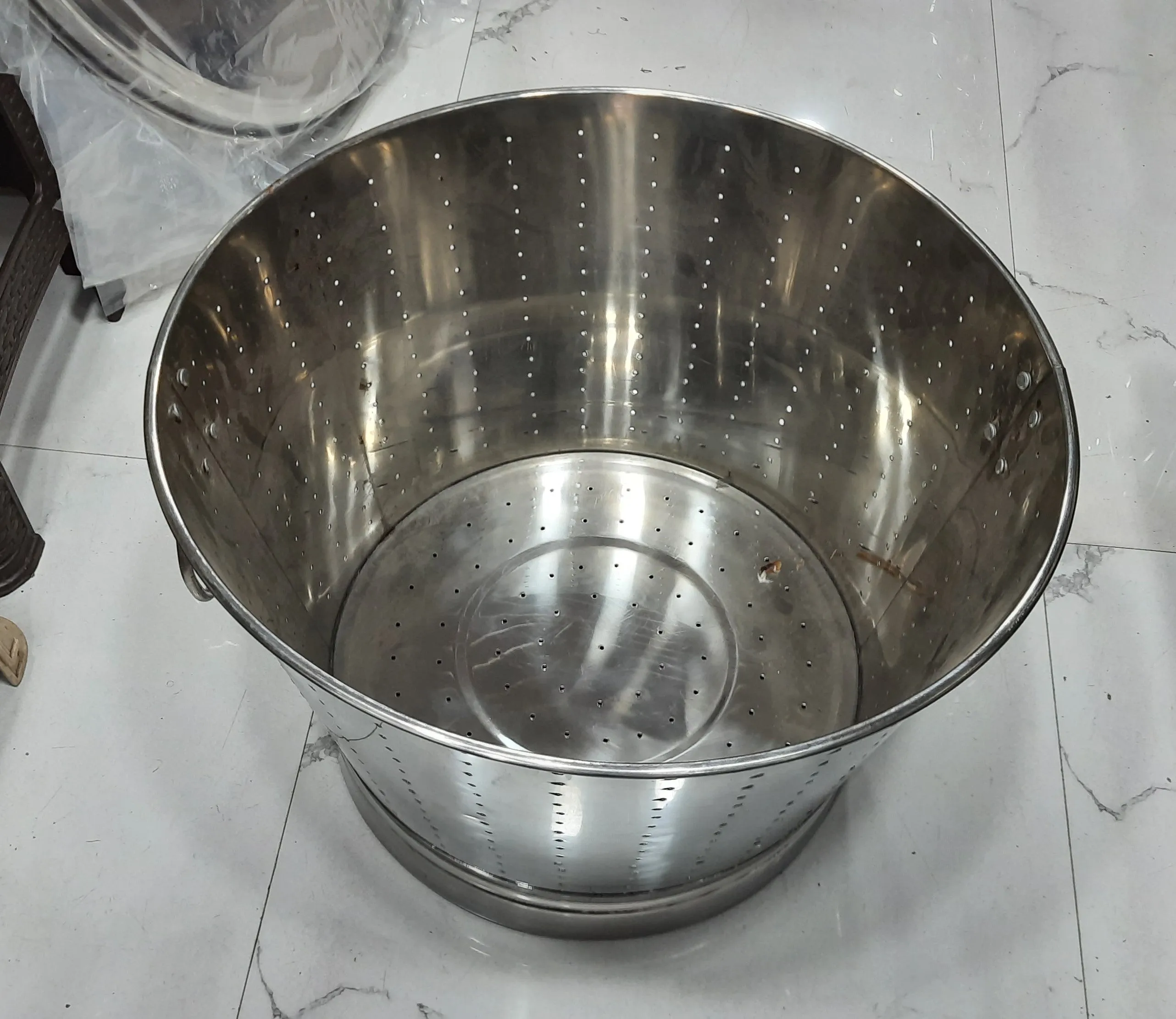 Round Rice Strainer Tub with Handles, Stainless Steel, 20"