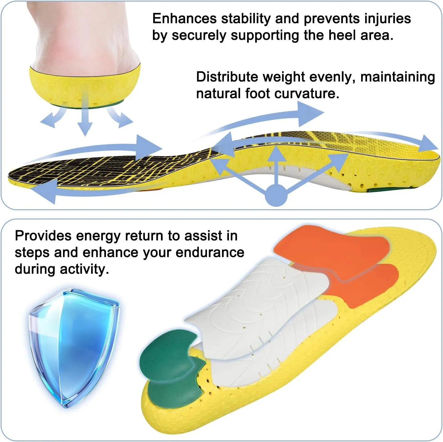 Running Shoes Insoles with Low/Medium/High Arch Support Inserts for Men & Women Runners-Medium Arch,XL