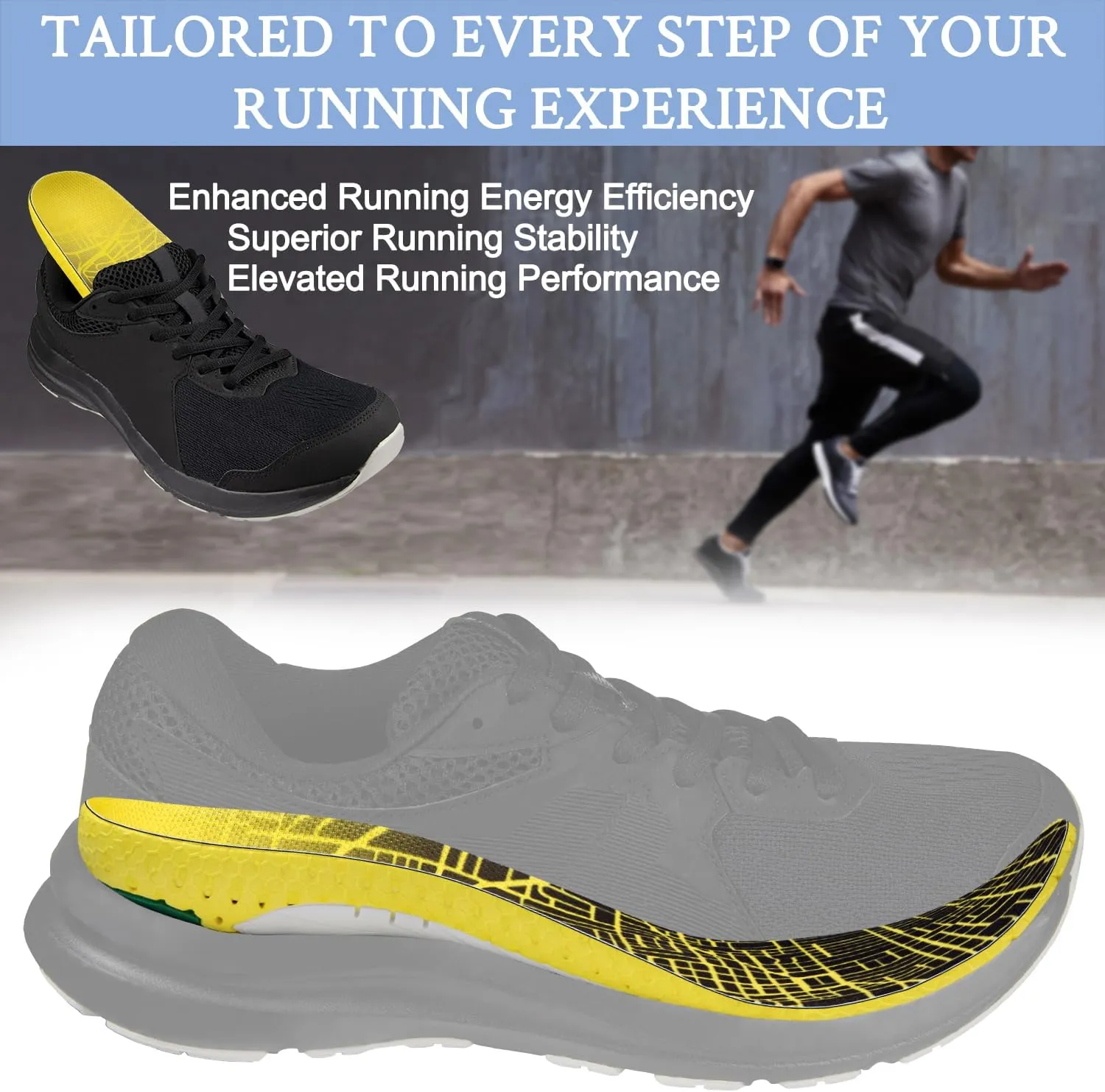 Running Shoes Insoles with Low/Medium/High Arch Support Inserts for Men & Women Runners-Medium Arch,XL