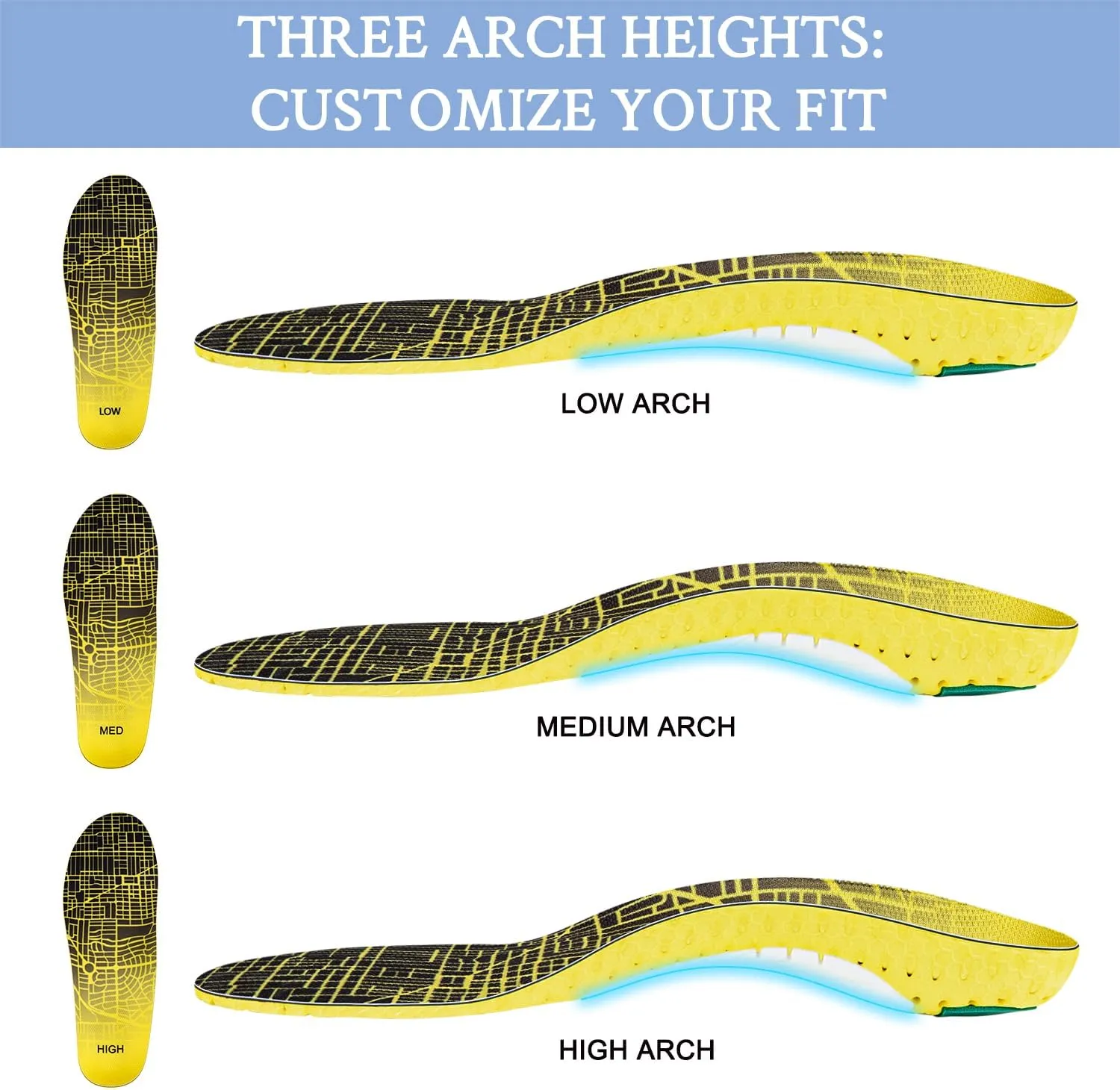 Running Shoes Insoles with Low/Medium/High Arch Support Inserts for Men & Women Runners-Medium Arch,XL
