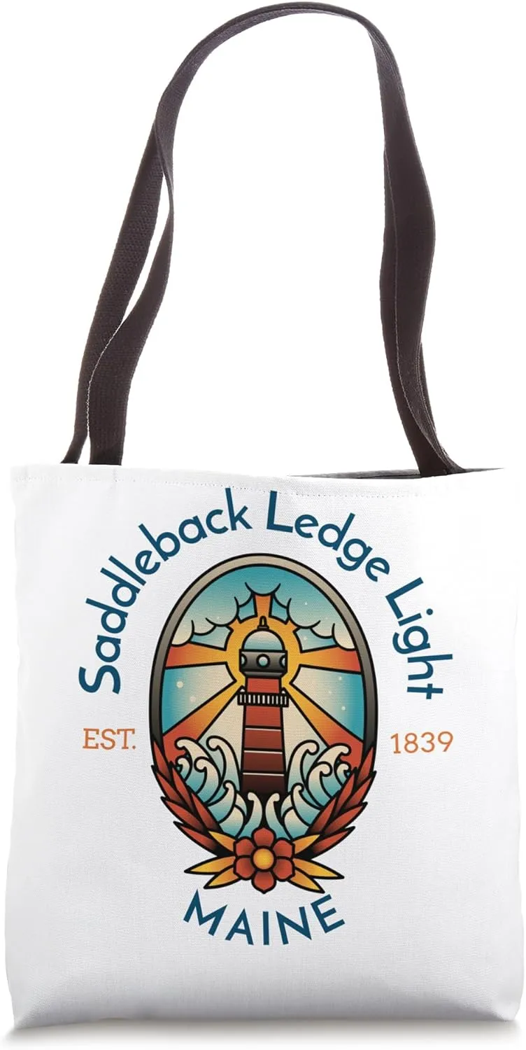 Saddleback Ledge Light Lighthouse Maine Tote Bag