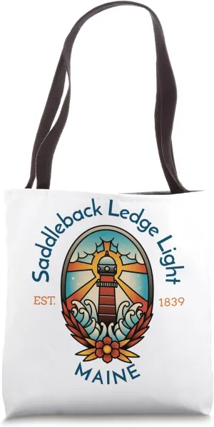 Saddleback Ledge Light Lighthouse Maine Tote Bag