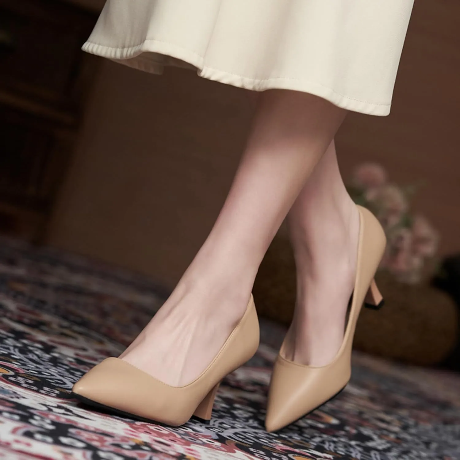 SAILING LU Pumps Shoes for Women Low Heels Wedding Dressy Sexy Kitten Heels Closed Pointed Toe Pumps Shoes