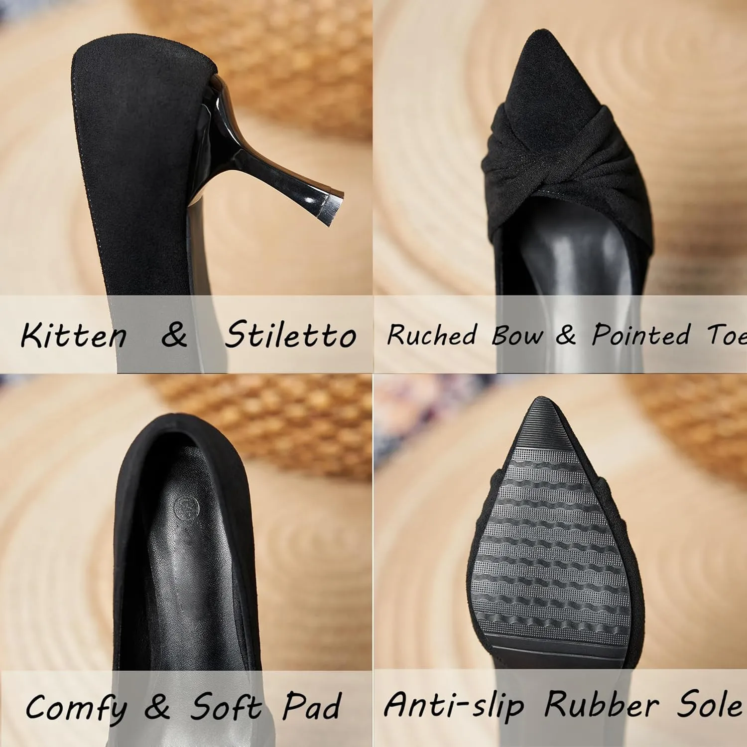 SAILING LU Pumps Shoes for Women Low Heels Wedding Dressy Sexy Kitten Heels Closed Pointed Toe Pumps Shoes