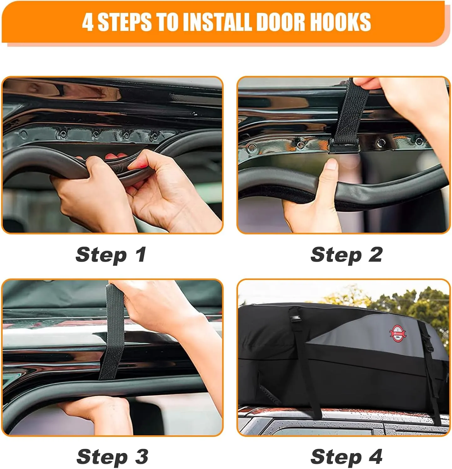 Sailnovo Car Rooftop Cargo Carrier Roof Bag, 15 Cubic feet Waterproof Roof Cargo Carrier fit car Without Luggage Rack - Vehicle Soft Shell Roof Cargo Box with Tie-Down Strap, Safety Hook