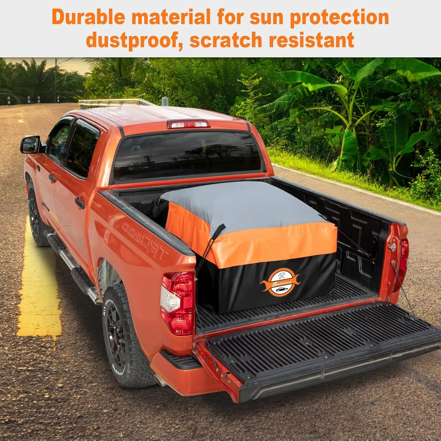 Sailnovo Truck Bed Cargo Bag, 36 Cubic ft 100% Waterproof Cargo Bag for Truck Bed, Heavy Duty PVC Truck Cargo Bag Fits Any Truck Size with 4 Stretch Cord, Packing Bag (59''x48''x22'')