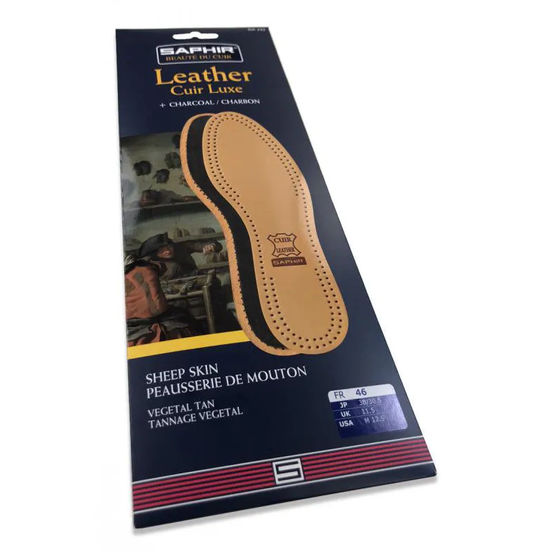 Saphir Leather Cuir Luxe Natural and Charcoal Insoles
