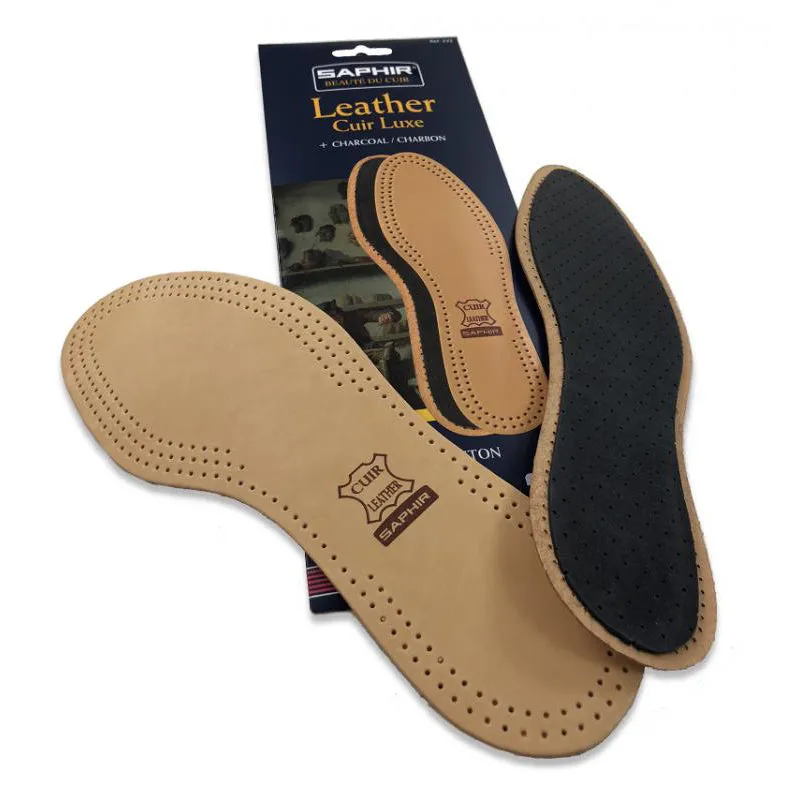 Saphir Leather Cuir Luxe Natural and Charcoal Insoles