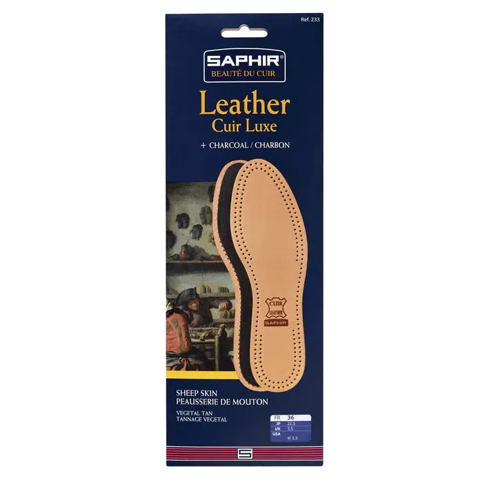Saphir Leather Cuir Luxe Natural and Charcoal Insoles