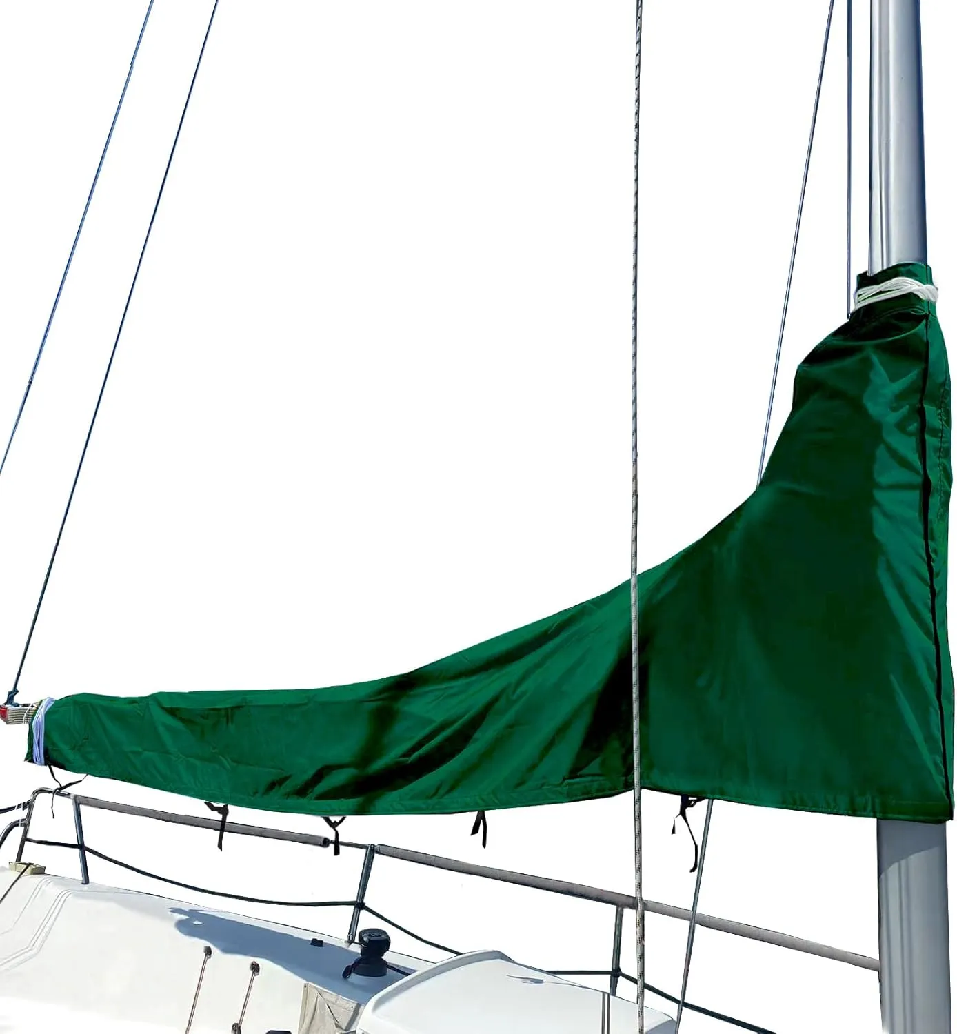 SavvyCraft Waterproof Mainsail Boom Cover, Heavy Duty 600D Sailboat Mainsail Cover UV Protection Weather-Resistant, Boom Length 13'-14' Green
